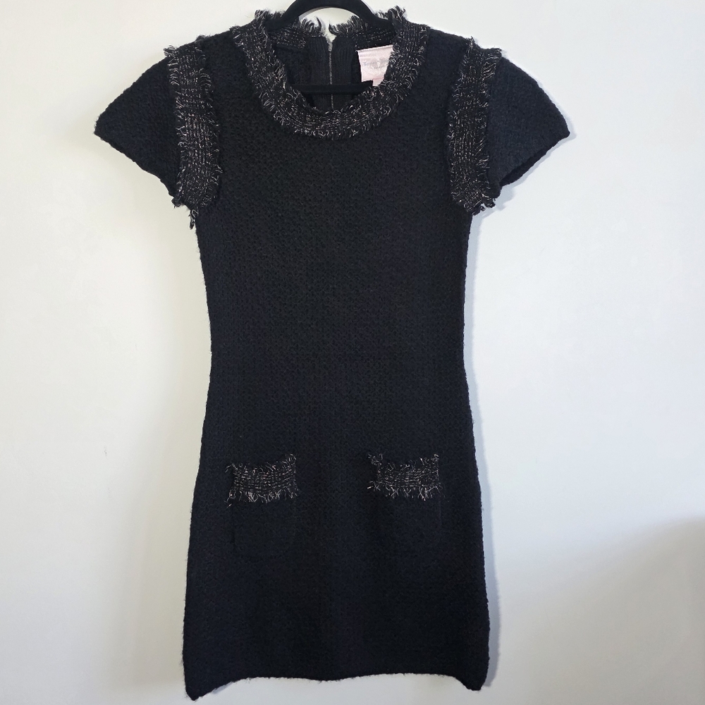 Romeo & Juliet - Black Short Sleeve Knit Dress with Gold Accents - Size M